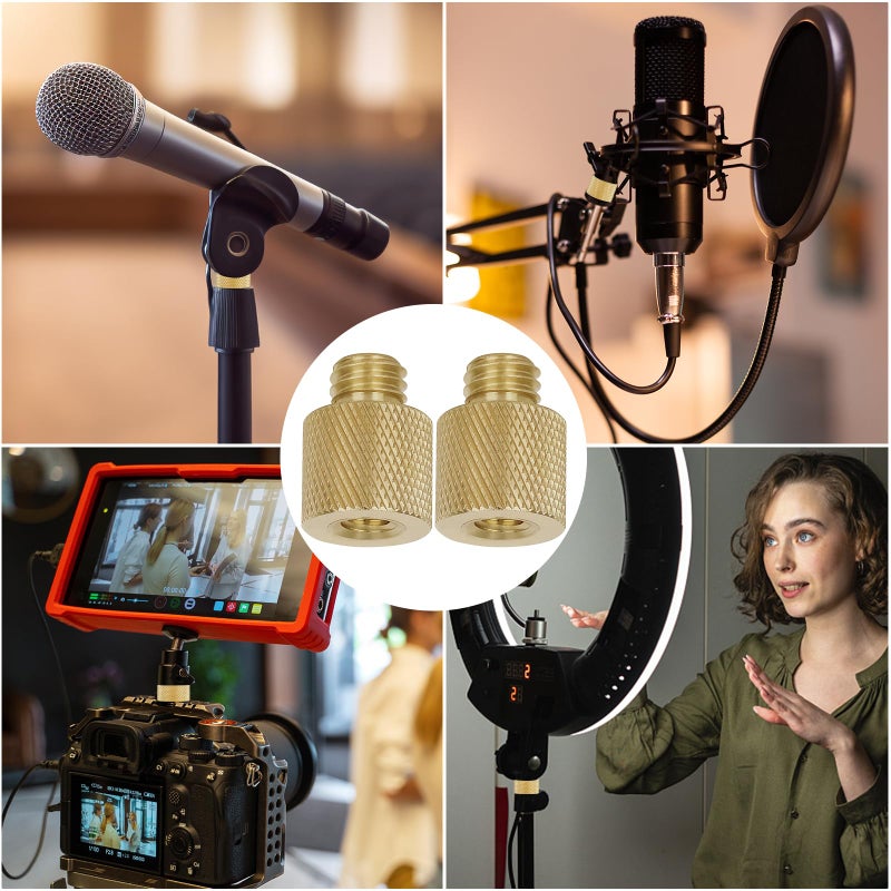 Anwenk Standard 1/4"-20 Female to 3/8"-16 Male Threaded Reducer Screw Adapter (Brass) Precision Made (2 Pack) - Image 2